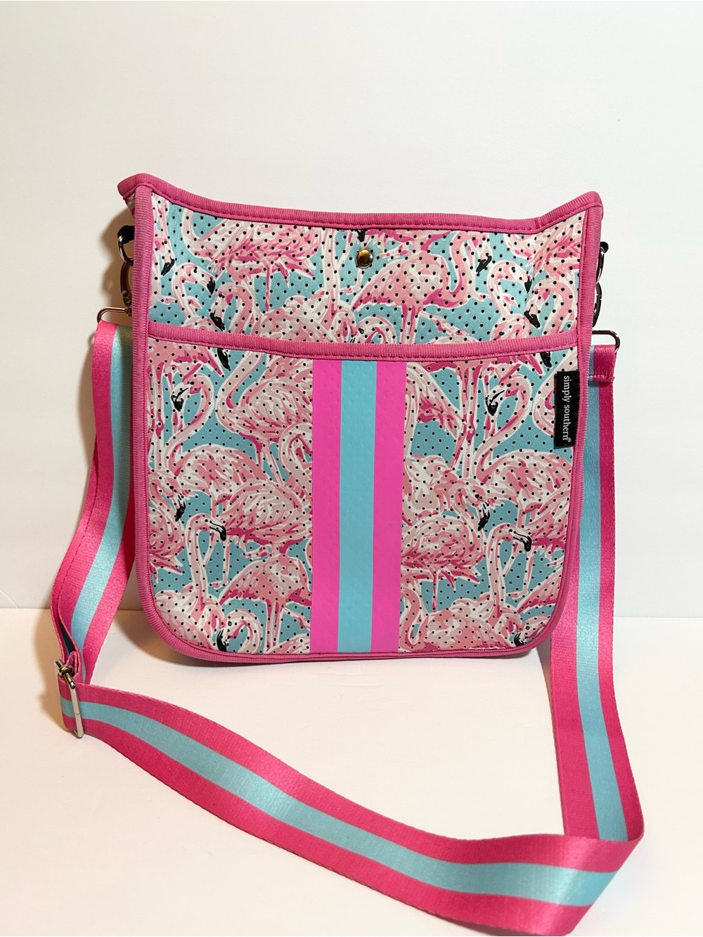 SIMPLY SOUTHERN - NEOPRENE CROSSBODY PURSE- Flamingo - Picture 2 of 6